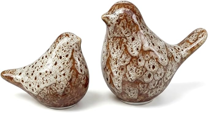 statueBird Statues, Modern Home Decor, Suitable for desks, Bookshelves, bedrooms, Living Rooms, cabinets, and Fireplace Mantel Decorations. Ceramic Animal Statues. (Off-White)