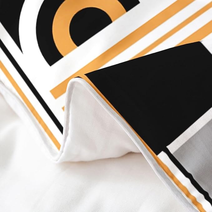 Erosebridal Art Deco Mid Century Duvet Cover Set Retro Modern Abstract Geometric 100% Cotton Comforter Cover Black and White Yellow Circles Stripes Queen Bedding Sets, Contemporary Bed Sets