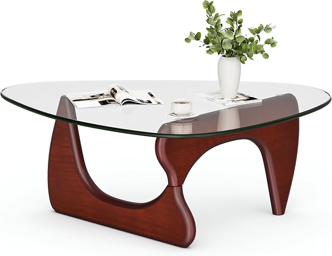 Modern Triangle Glass Coffee Table, Mid Century Coffee Table for Living Room Bedroom Reception Office Tables
