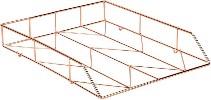 U Brands Desktop Letter Tray, Rose Gold Wire Metal - 855U03-12