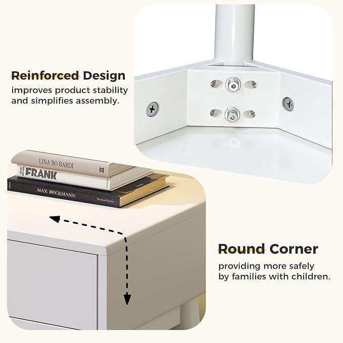 FUNKOCO White Small Desk with Drawers - 40 Inch White Home Office Study Writing Desk for Bedroom, Vanity Desk with 4 Solid Legs, Modern Computer Desk for Small Spaces