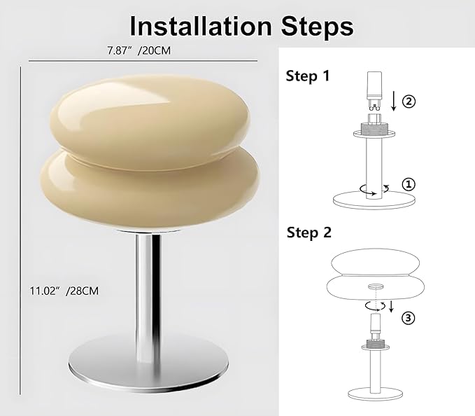 Mushroom Lamp for Bedroom,Mid Century Modern Lamp for Nightstand, Dimmable Retro Egg Tart Bedside Small Lamps,Unique Home Mushroom Decor Aesthetic Cute Table Lamps for Living Room (Orange)