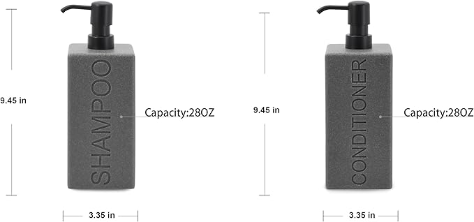 Rectangular Resin Dispenser Premium Bathroom Shampoo Conditioner Body Wash Bottle Modern Refillable Pump Design