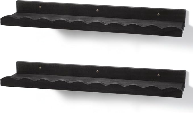 Suzile 2 Pcs Scalloped Shelves Wall Floating Shelves Set for Room, Bathroom, Bedroom, Cute Room Decor Aesthetic and Books, Toys, Photo Frames Storage(12",Black)