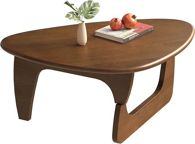 Mid Century Modern Coffee Table, Solid Wood Triangle Coffee Table for Living Room, Modern Tea Table for Home, Walnut, 35.4x23.6x16.5