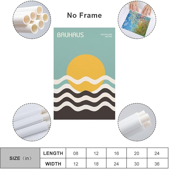 FideMm Bauhaus Poster Wall Art,Exhibition Wall Art, Stylish Mid Century Home Decor Poster for Room Aesthetics Canvas Wall Art Poster And Print Unframe-style 20x30inch(50x75cm)