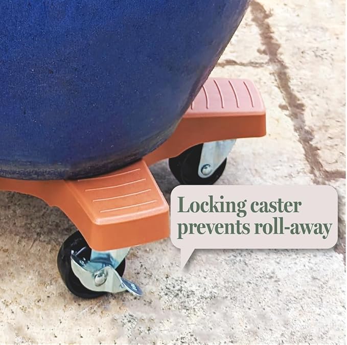 Bosmere 14" Plant Caddie - Heavy-Duty Rolling Plant Stand with Locking Wheels, 500 lb Capacity – Durable Plant Caddy for Indoor/Outdoor Use, Terra Cotta