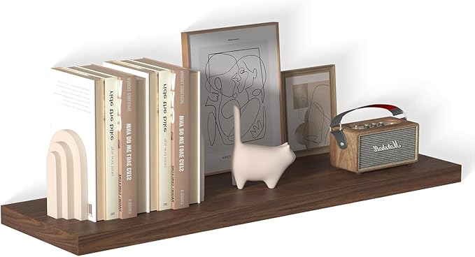 40 Inch Floating Shelf 1 Pack Large Floating Shelves for Wall No Drilling Accessories Included Deep Wall Shelves for Living Room Kitchen Farmhouse 40" W x 12" D x 1.2" Walnut