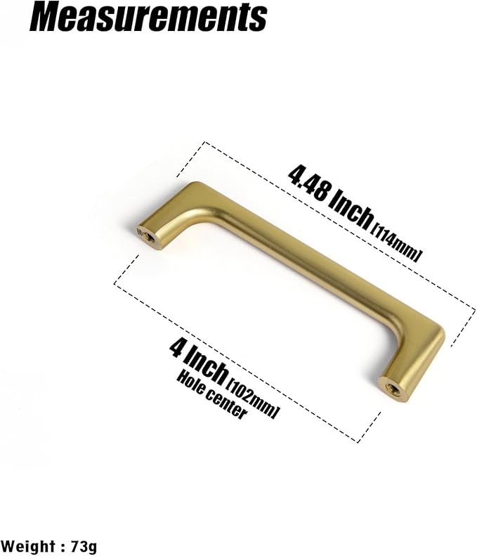 Goo-Ki Brushed Gold Cabinet Pulls with 4'' Hole Centers, Modern Style Zinc Alloy Cabinet Handles for Dresser,Wardrobe,Cupboard- 6 Pack