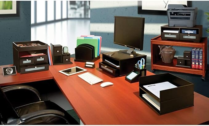 Victor Wood Midnight Black Collection, Tidy Tower Desktop Organizer, Black, (5500-5)