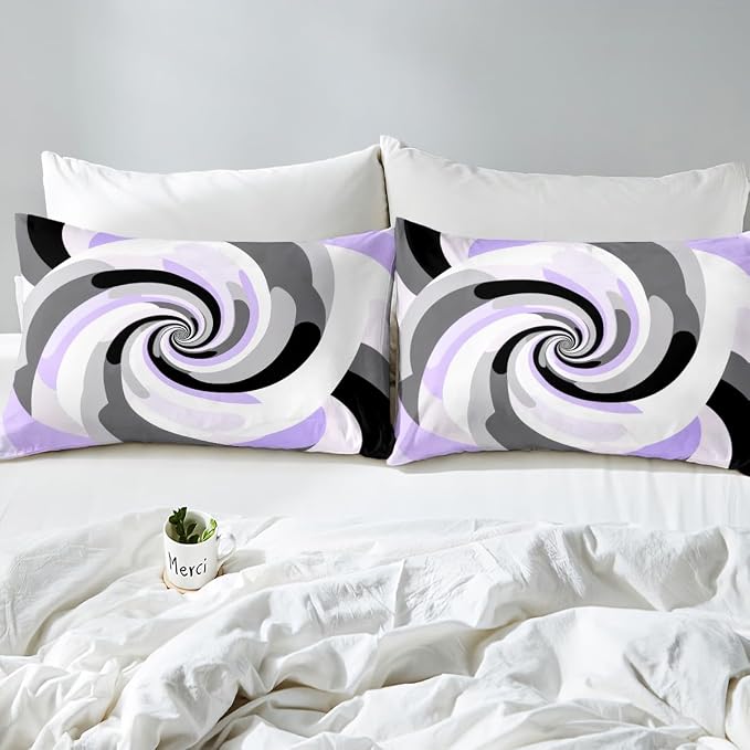 Erosebridal Geometric Circles Duvet Cover Toddler for Kids Boys Girls,Purple Grey Black White Comforter Cover,Abstract Art Bedding Set,Mid Century Minimalist Bed Set with 1 Pillowcase Bedroom Decor