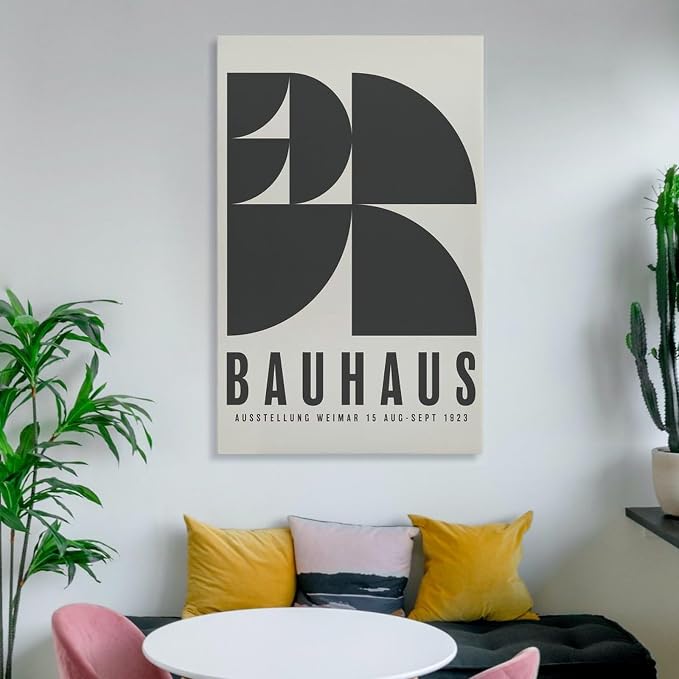 Bauhaus Poster, Exhibition Wall Art,Mid-century Modern,Abstract Retro Art,Vector Wall Art Canvas Wall Art Print Poster For Home School Office Decor Frame-style 16x24inch(40x60cm)