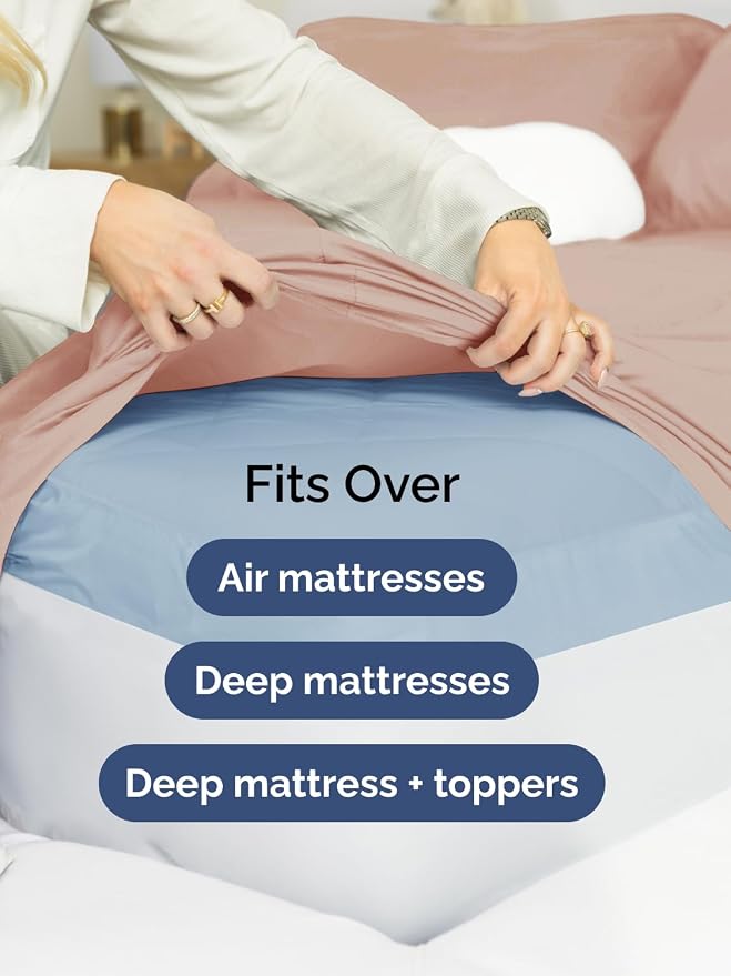 Extra Deep Cal King Sheet Set - 6 Piece Breathable and Cooling Sheets - Hotel Luxury Bedding for Women, Men, Kids & Teens - Easy Secure Fit - Soft, Wrinkle Free and Comfy - Extra Deep Pockets - Mauve