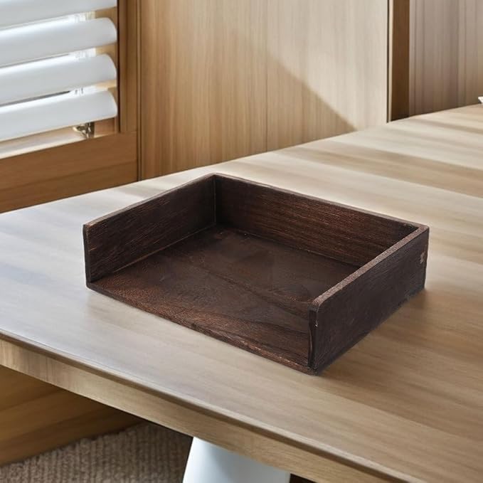 Homoyoyo 2pcs Vintage Solid Wood Desktop Organizer with Design Natural Wood Finish for Office Supplies and Books Stylish Storage for Home and Study Rooms