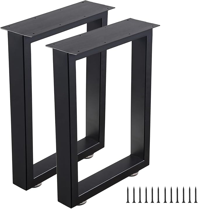 Bench Legs 16 Inch Metal Coffee Table Legs Heavy Duty Furniture Desk Chair Legs, Set of 2, Black