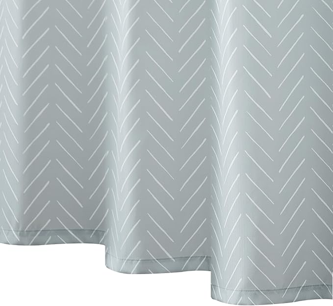 jinchan Extra Long Grey Shower Curtain with White Herringbone Striped Zig Zag Chevron Waterproof Fabric Modern Farmhouse Shower Curtains for Bathroom with 12 Hooks 70x84 Inches