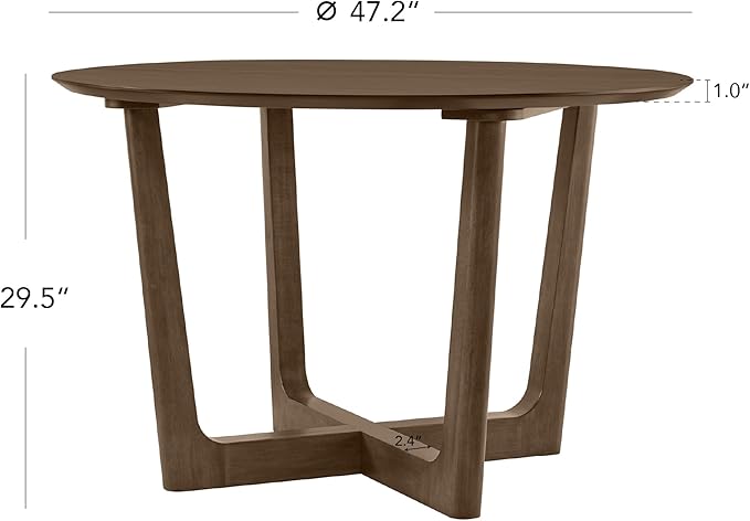 CHITA 47-inch Round Dining Table for 4, Modern Kitchen Table with Solid Rubberwood Legs, Easy Assembly Circle Table for Kitchen, Dining Room, Farmhouse(Walnut)