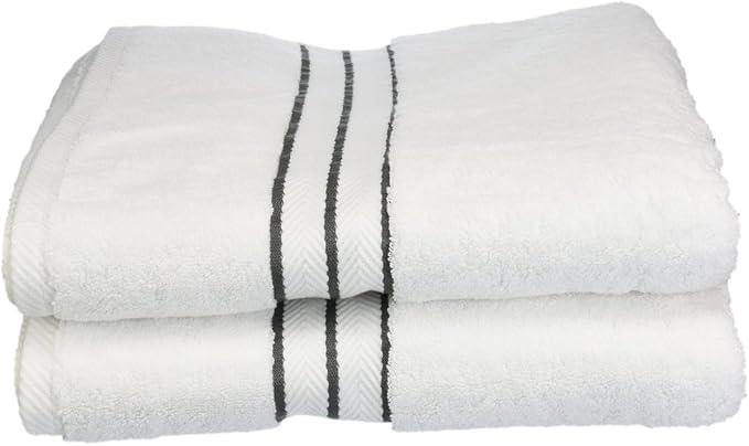 Superior Turkish Cotton Ultra-Plush 2-Piece Bath Towel Set, Towels for Shower, Bathroom, Home Essentials, Spa, Guest/Master Bath, Airbnb, Apartment, Adults and Kids, Soft Quick Drying, Charcoal