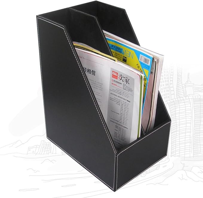 KINGFOM 8 PCS/SET Desk Organizers, Pu Leather Office & Home Desktop Decor Supplies Storage Box, Including Files Organizer Drawer, Memo Paper Holder, Tissue Holder and Mouse Pad etc (T03-Black)