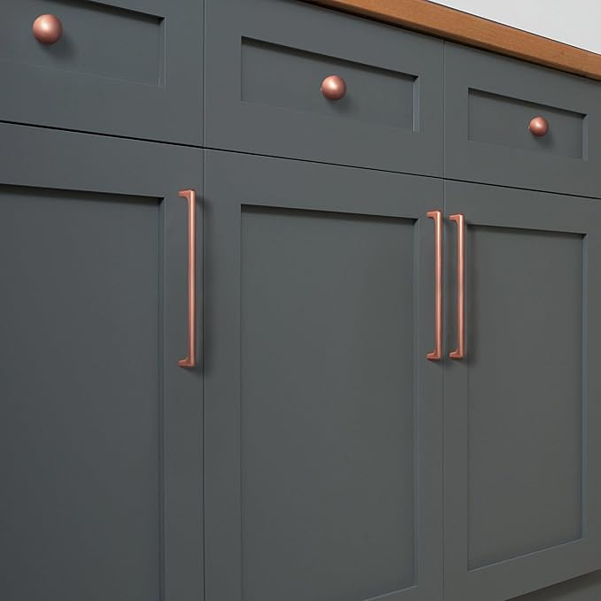 Goo-Ki Brushed Copper Cabinet Pulls with 6.3''Hole Centers, Modern Style Zinc Alloy Cabinet Handles for Dresser,Wardrobe,Cupboard- 6 Pack