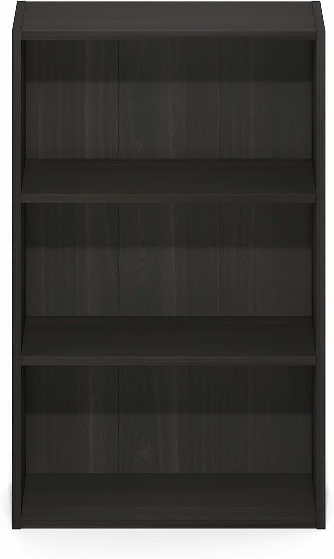 Furinno Basic Book Shelf, 3-Tier Bookshelf, Cube Storage Organizer Bookcase with Open Shelf, 7 x 17 x 26, for Living Room, Bedroom, Home Office, Espresso