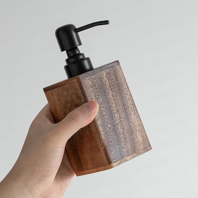 Solid Wood Lotion Jars, Push-Type Dispensing Bottles, Hand sanitizer Shower Gel Storage Jars (7oz/200ml)