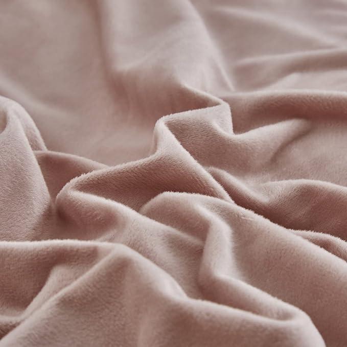 Pureant Pink Velvet Comforter Sets Full Women Girls Blush Pink Fluffy Bedding Comforters Adults Teens Cute Winter Quilts Solid Light Red Flannel Quilt Micromink Sherpa Plush Bed