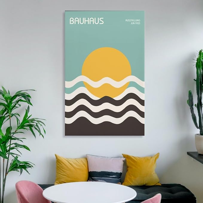 FideMm Bauhaus Poster Wall Art,Exhibition Wall Art, Stylish Mid Century Home Decor Poster for Room Aesthetics Canvas Wall Art Poster And Print Unframe-style 20x30inch(50x75cm)