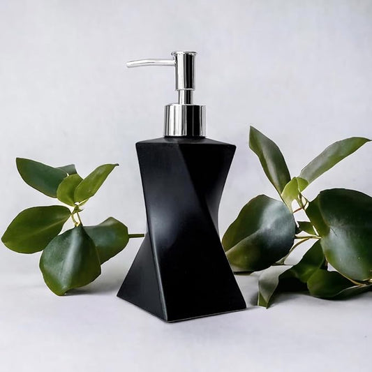 Modern Black Hand Soap Dispenser for Bathroom Countertop, Dish Soap Dispenser for Kitchen Sink, Contemporary Art Style, Matte Finish, 8.5oz (Pebble Black)