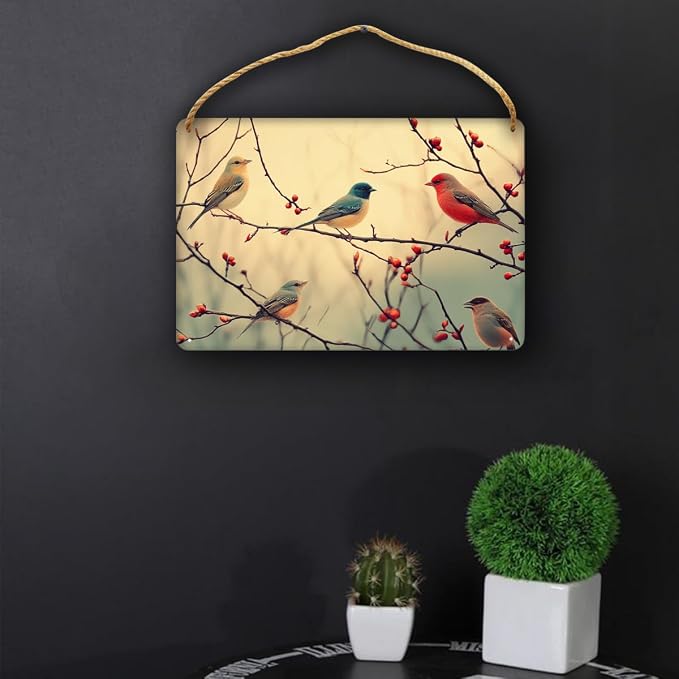 Retro Blue Bird Wooden Art, Vintage Nature-Inspired 12x8 Inch Wall Decors, Perfect for Nature Fans & Cheerful Home Aesthetics