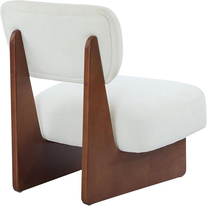 Accent Chairs Set of 2, Mid-Century Modern Chair with Polyester Upholstery, Wood Base with Walnut Finish, Minimalist and Stylish Accent Seating for Living Room, Bedroom, Balcony, Walnut
