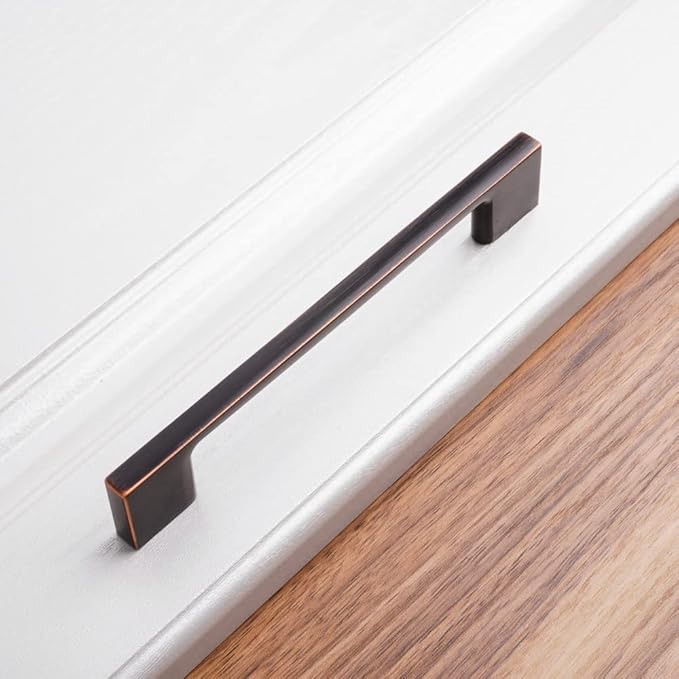 KOOFIZO 10 Pack 5 Inch Wide Foot Cabinet Bar Pulls - Oil Rubbed Bronze Modern Solid Handles for Kitchen Cupboard Door, Bedroom Dresser Drawer, Bathroom Wardrobe Hardware