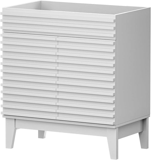 APRILSOUL 30" Bathroom Vanity, Mid-Century Bathroom Vanity Cabinet with 2 Soft Closing Doors, Freestanding Bathroom Cabinet, Particleboard Frame with Wood Grain Laminate, White (Sink Not Included)