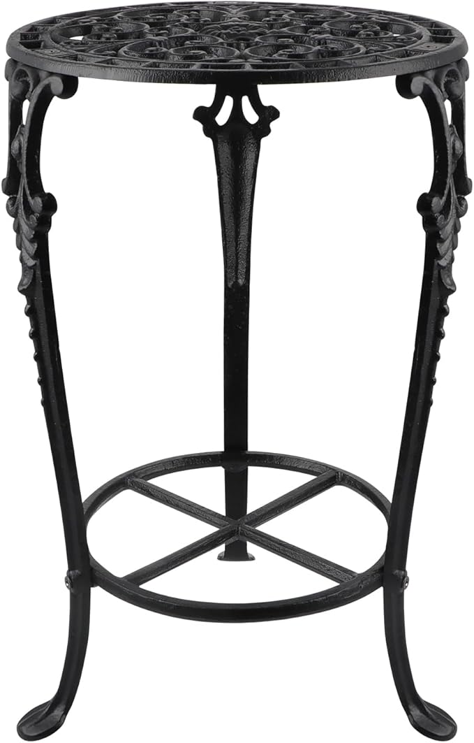 Vintage Cast Iron Plant Stand, 18.8" Tall Flower Pot Holder, 2 Tiered Potted Planter Rack for Living Room, Bedroom, Kitchen, Porch (Black)