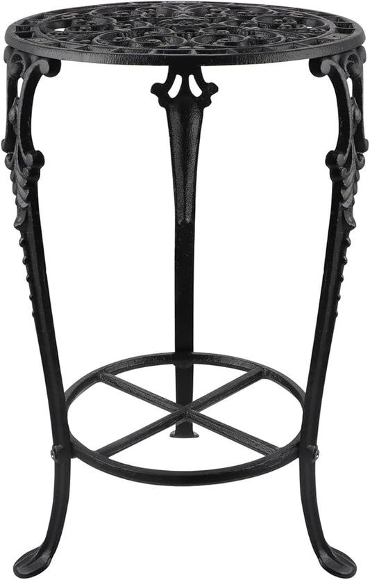 Vintage Cast Iron Plant Stand, 18.8" Tall Flower Pot Holder, 2 Tiered Potted Planter Rack for Living Room, Bedroom, Kitchen, Porch (Black)