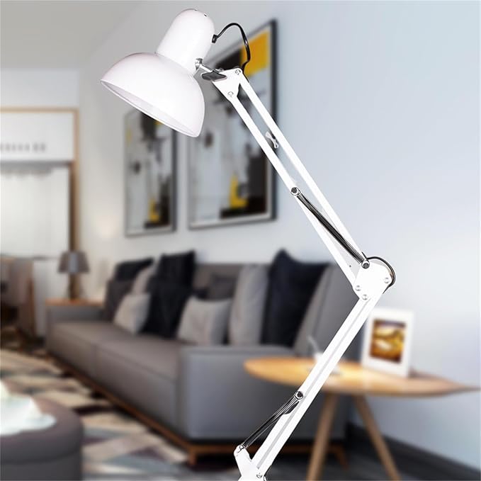 Modern Wall Sconces, Desk Lamp Retro Flexible Swing Arm Clamp with Plug and Switch Bedside Lamps Three Level Dimming Architect Task Table Lamp Adjustable Rotatable E27 Metal Reading Reading Lamp