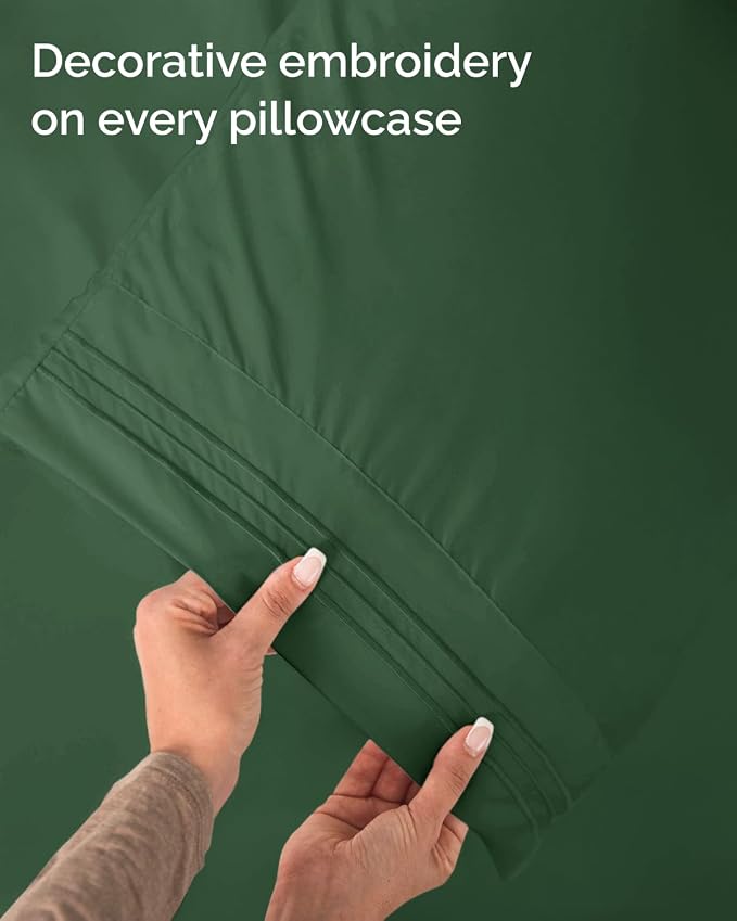 Twin Size 3 Piece Sheet Set - Comfy Breathable & Cooling Sheets - Hotel Luxury Bed Sheets for Women & Men - Deep Pockets, Easy-Fit, Soft & Wrinkle Free Sheets - Emerald Green Oeko-Tex Bed Sheet Set