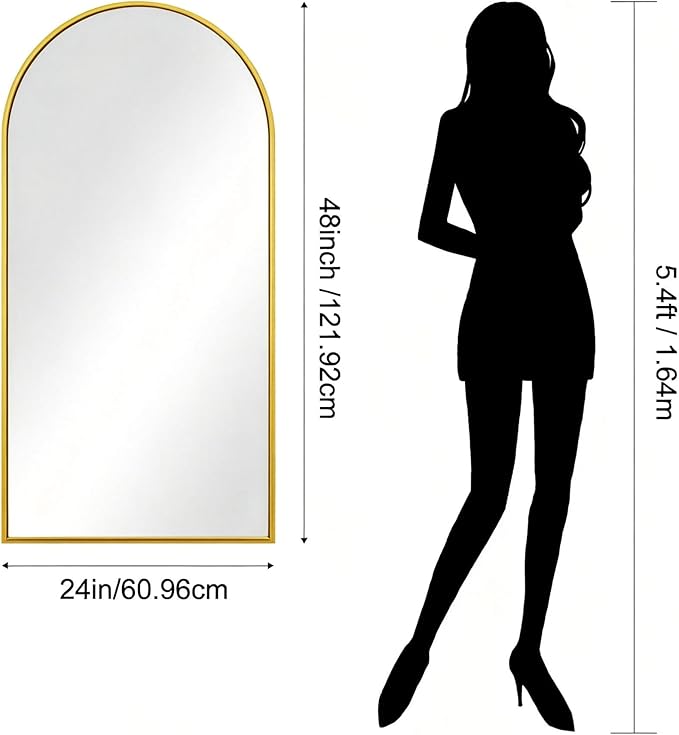 CIRCUMI Arched Wall Mirror, 24"x48" Gold Arched Mirror with Tempered Glass, Metal Frame, Large Size for Bathroom, Living Room,Entryway,Over Sink, Arch Mirror for Decor,Shatterproof&Crystal-Clear