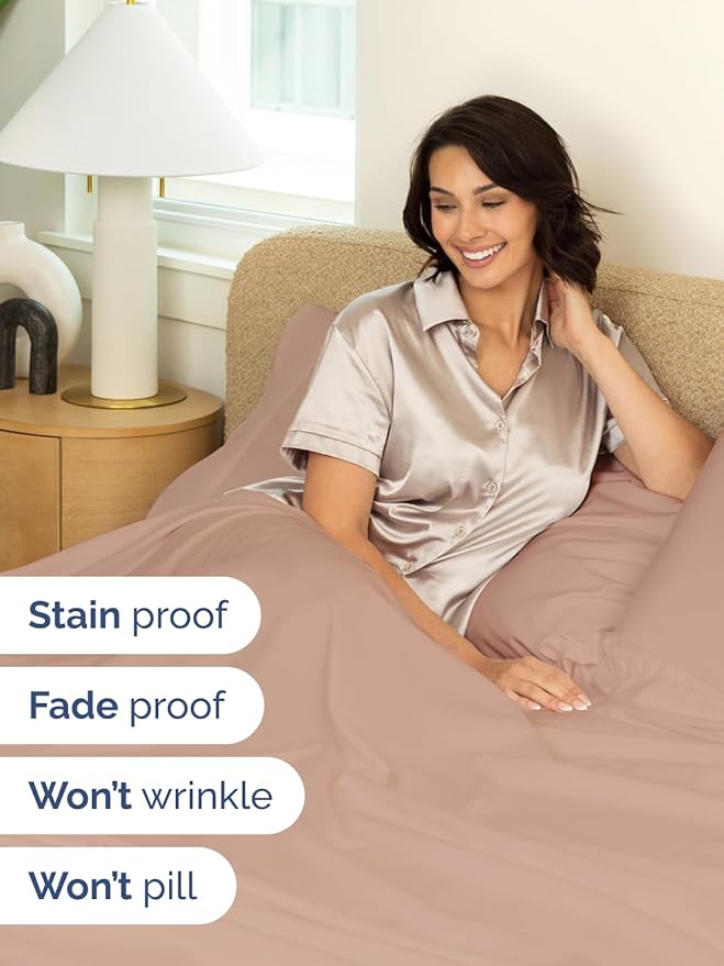 Extra Deep Cal King Sheet Set - 6 Piece Breathable and Cooling Sheets - Hotel Luxury Bedding for Women, Men, Kids & Teens - Easy Secure Fit - Soft, Wrinkle Free and Comfy - Extra Deep Pockets - Mauve