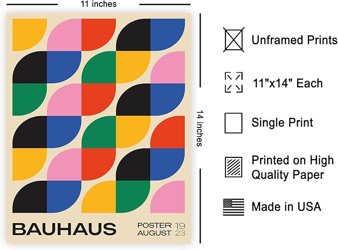 Poster Master Bauhaus Poster - Rainbow Knots Print - Abstract Art - Graphic Design Art - Geometric Art - Chic Boho Art - Mid Century Modern Art - Living Room or Bedroom Decor - 11x14 UNFRAMED Wall Art