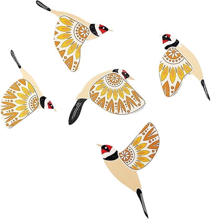 Handcrafted Bird Wall Decors 5Pieces Wooden Hanging Ornaments for Home Decoration Scandinavian Maximalist Styles Gift Wooden Bird Wall Sticker