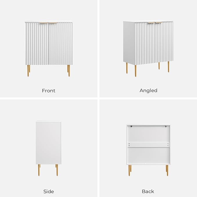 SICOTAS Sideboard Cabinet - 87'' Modern Accent Credenza Storage Cabinet Kitchen Fluted Sideboard with 6 Doors & Adjustable Shelves, Console Coffee Bar Table for Entryway Living Room Hallway, White