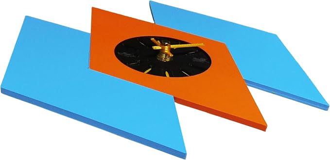 Mid Century Modern Diamond Wall Clock – 3D Printed Retro Geometric Wall Art – Blue & Orange Atomic Style Home Decor (11” × 9.5”)