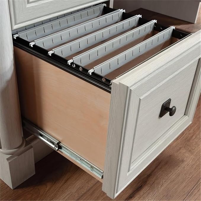Bowery Hill L-Shaped Engineered Wood Desk, Glacier Oak/Rosso Slate Finish, 68.74"W x 65.11"D x 29.60"H, Multiple Drawers, File Storage, Adjustable Shelf, Grommet Holes, Home Office Computer Workspace
