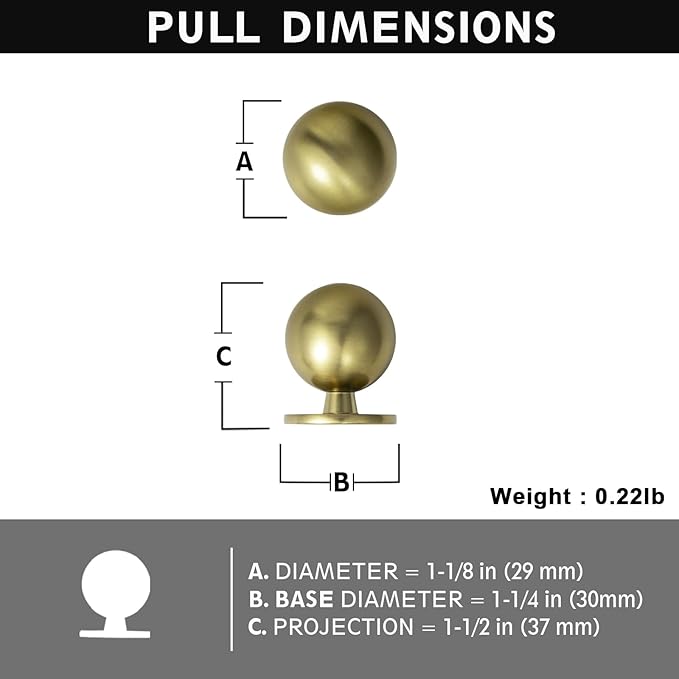 Set of 12 -Sleek Round Brushed Gold Cabinet Knobs - Modern and Minimalist Hardware for Stylish Home Enhancement - 1 1/8 Inch Diameter