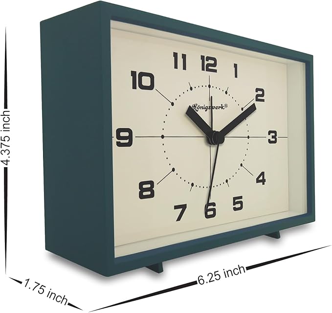 Analog Alarm Clock, 6 inch Silent Non Ticking Small Clock with Night Light, Battery Operated Simply Design for Bedroom, Bedside, Living Room, Room Decor, Desk, Table (Green)