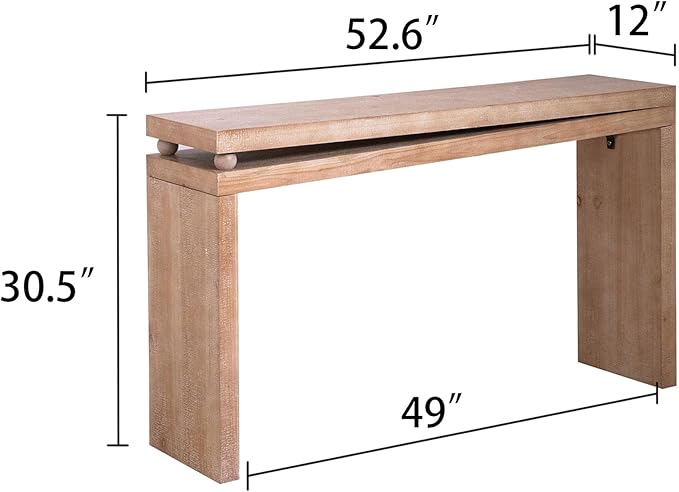 Wood Console Table, 52.6" Retro Narrow Long Sofa Table Behind Couch with Bead Detail and Engineered Wood Finish for Hallway Entryway Living Room Entrance, Natural