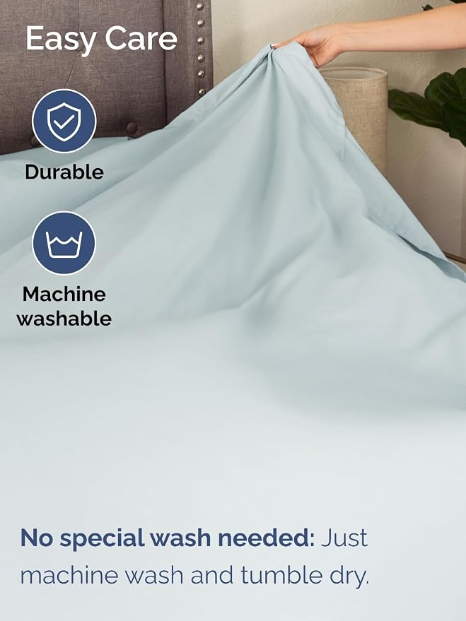 Extra Deep Twin Sheet Set - 4 Piece Breathable and Cooling Sheets - Hotel Luxury Bedding for Women, Men, Kids & Teens - Easy & Secure Fit - Soft, Wrinkle Free and Comfy - Extra Deep Pockets - Ice Blue