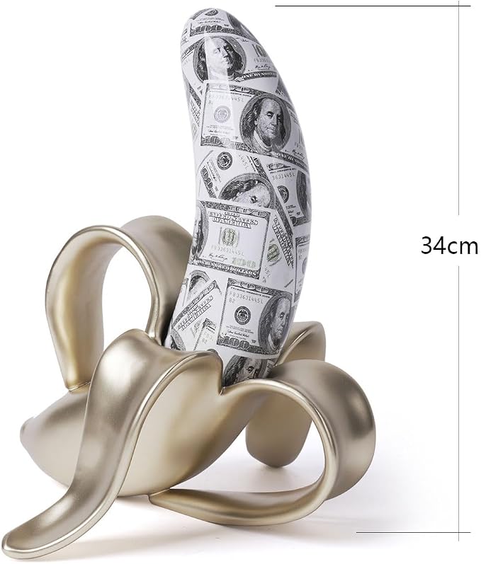 Banana Statue Abstract Sculpture Decor Modern Gift Table Centerpiece Figurine for Home Room Office Polyresin 13.4 Inch