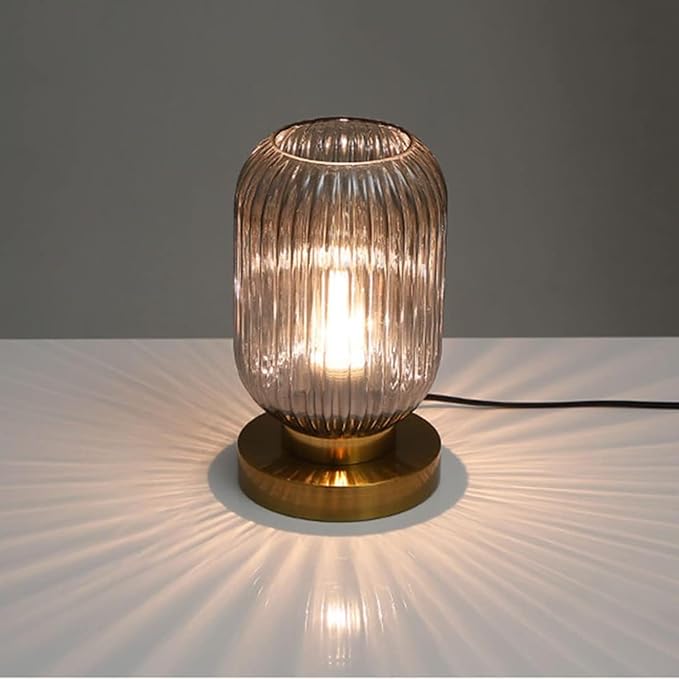 Globe Table Lamp, Mid Century Modern Table Lamp Vintage Gold Nightstand Lamp Set of 2 with Metal Base Grey Glass Desk Lamp Small Table Lamps for Bedroom Bedside Living Room Office